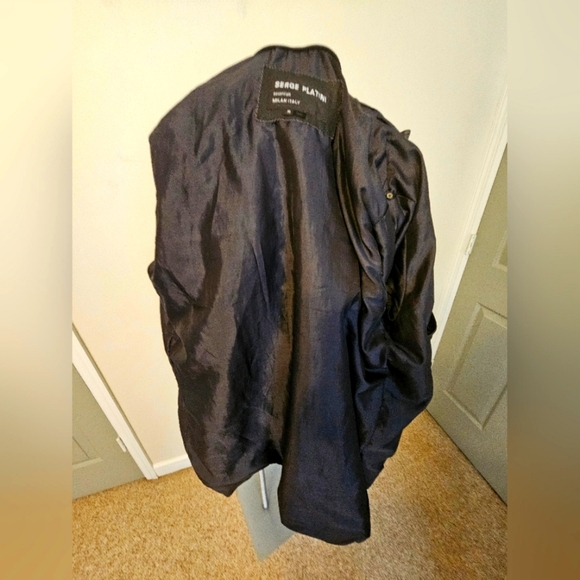 Black Belted Trench Coat with Stand-Up Collar - Picture 10 of 12
